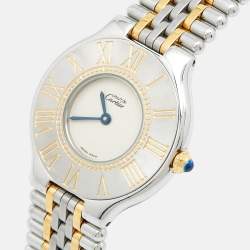 Pre Owned Cartier Silver 18K Yellow Gold Stainless Steel Must De Cartier 21 Women's Wristwatch 31 mm