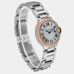 Cartier Ballon Bleu Steel Rose Gold Diamond Ladies Watch WE902079  