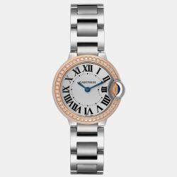 Cartier Ballon Bleu Steel Rose Gold Diamond Ladies Watch WE902079  