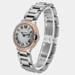 Cartier Ballon Bleu Steel Rose Gold Diamond Ladies Watch WE902079  