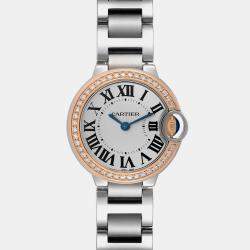 Cartier Ballon Bleu Steel Rose Gold Diamond Ladies Watch WE902079  