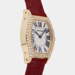 Cartier Silver 18k Yellow Gold Tortue WA504831 Manual Winding Women's Wristwatch 28 mm