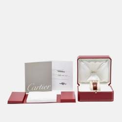 Pre Owned Cartier Cream 18K Yellow Gold Alligator Leather Tank Francaise W5001456 Women's Wristwtatch 25 mm