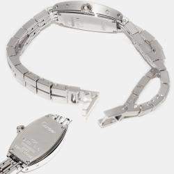 Cartier Silver 18k White Gold Diamond Mini Tonneau WJ2004W3 Quartz Women's Wristwatch 16 mm