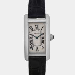Pre Owned Cartier White 18K White Gold Tank Americaine W2601956 Quartz Women's Wristwatch 28mm