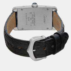 Pre Owned Cartier White 18K White Gold Tank Americaine W2601956 Quartz Women's Wristwatch 28mm