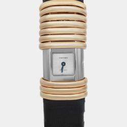 Cartier Silver 18K Yellow Gold Declaration 2611 Quartz Women's Wristwatch 16 mm
