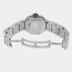 Cartier Silver Stainless Steel Ballon Bleu W69011Z4 Quartz Men's Wristwatch 36 mm