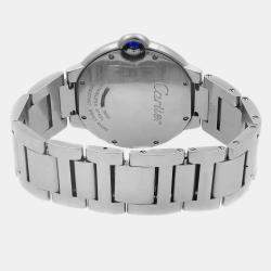 Cartier Silver Stainless Steel Ballon Bleu W69011Z4 Quartz Men's Wristwatch 36 mm