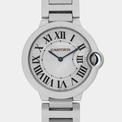 Cartier Silver Stainless Steel Ballon Bleu W69011Z4 Quartz Men's Wristwatch 36 mm