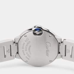 Pre Owned Cartier Silver Stainless Steel Diamond Ballon Bleu 3009 Women's Wristwatch 28 mm