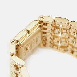 Pre Owned Cartier Silver 18k Yellow Gold Panthere de Cartier Cuff WGPN0018 Women's Wristwatch 31 mm