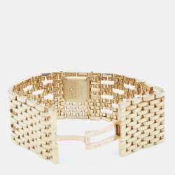 Pre Owned Cartier Silver 18k Yellow Gold Panthere de Cartier Cuff WGPN0018 Women's Wristwatch 31 mm