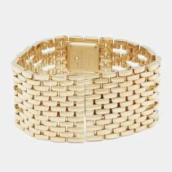 Pre Owned Cartier Silver 18k Yellow Gold Panthere de Cartier Cuff WGPN0018 Women's Wristwatch 31 mm