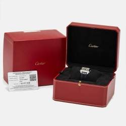 Cartier Silver Stainless Steel Alligator Santos-Dumont WSSA0086 Women's Wristwatch 27 mm