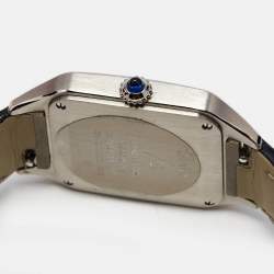 Cartier Silver Stainless Steel Alligator Santos-Dumont WSSA0086 Women's Wristwatch 27 mm