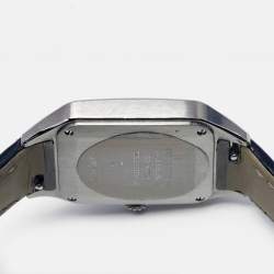 Cartier Silver Stainless Steel Alligator Santos-Dumont WSSA0086 Women's Wristwatch 27 mm