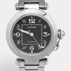 Cartier Black Stainless Steel Pasha De Cartier W31049M7 Unisex Wristwatch 35 mm