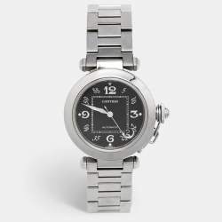 Cartier Black Stainless Steel Pasha De Cartier W31049M7 Unisex Wristwatch 35 mm