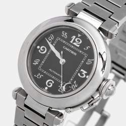 Cartier Black Stainless Steel Pasha De Cartier W31049M7 Unisex Wristwatch 35 mm