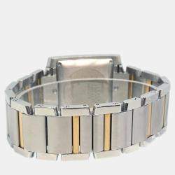 Cartier Silver 18k Yellow Gold Stainless Steel Tank Francaise 2302 Automatic Women's Wristwatch 27 mm
