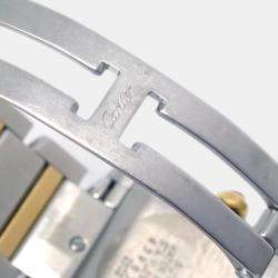 Cartier Silver 18k Yellow Gold Stainless Steel Tank Francaise 2302 Automatic Women's Wristwatch 27 mm