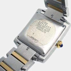 Cartier Silver 18k Yellow Gold Stainless Steel Tank Francaise 2302 Automatic Women's Wristwatch 27 mm