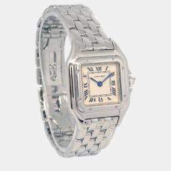 Cartier Beige 18k White Gold Panthere W25016F3 Quartz Women's Wristwatch 22 mm