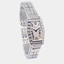 Cartier White Diamond 18k White Gold Lanieres 2560 Quartz Women's Wristwatch 18 mm