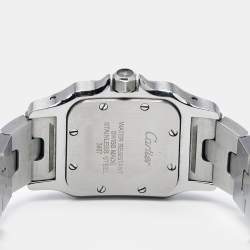 Pre Owned Cartier Cream 18k Yellow Gold Stainless Steel Santos de Cartier Galbée 3887 Women's Wristwatch 24 mm 