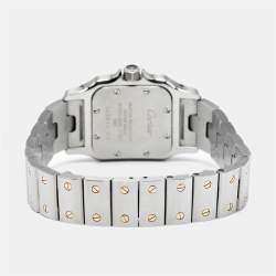 Pre Owned Cartier Cream 18k Yellow Gold Stainless Steel Santos de Cartier Galbée 3887 Women's Wristwatch 24 mm 