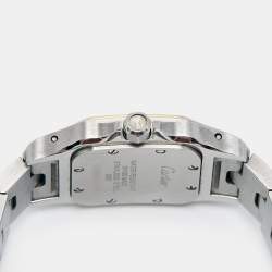 Pre Owned Cartier Cream 18k Yellow Gold Stainless Steel Santos de Cartier Galbée 3887 Women's Wristwatch 24 mm 