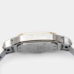 Pre Owned Cartier Cream 18k Yellow Gold Stainless Steel Santos de Cartier Galbée 3887 Women's Wristwatch 24 mm 