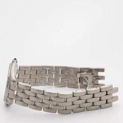 Cartier Customised Ivory 0.75CT Diamond Stainless Steel Cougar 987904C Quartz Women's Wristwatch 32mm