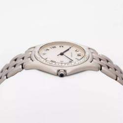 Cartier Customised Ivory 0.75CT Diamond Stainless Steel Cougar 987904C Quartz Women's Wristwatch 32mm