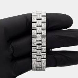 Cartier Customised Pink 11.75CT Diamond Stainless Steel Roadster 2675 Quartz Women's Wristwatch 31mm