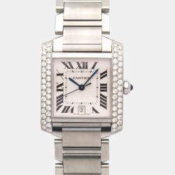 Cartier Customised Red 1.40CT Diamond Stainless Steel  2302 Automatic Women's Wristwatch 28mm