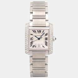 Cartier Customised Red 1.40CT Diamond Stainless Steel  2302 Automatic Women's Wristwatch 28mm