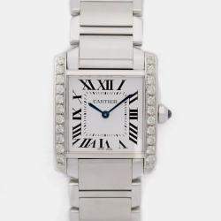 Cartier Customised White Diamond Stainless Steel  2301 Quartz Women's Wristwatch 25mm