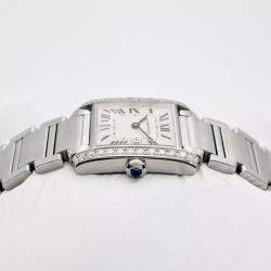 Cartier Customised White Diamond Stainless Steel  2465 Quartz Women's Wristwatch 25mm
