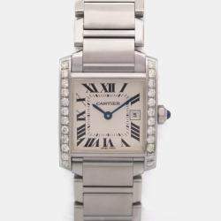 Cartier Customised White Diamond Stainless Steel  2465 Quartz Women's Wristwatch 25mm