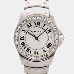 Cartier Customised White 1.75CT Diamond Stainless Steel Santos Ronde 1920 Automatic Women's Wristwatch 33mm
