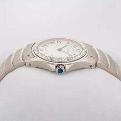 Cartier Customised White 1.75CT Diamond Stainless Steel Santos Ronde 1920 Automatic Women's Wristwatch 33mm