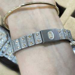 Cartier Customised White Diamond 18K Yellow Gold Santos W20012C4 Quartz Women's Wristwatch 24 MM