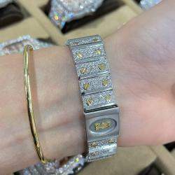 Cartier Customised White Diamond 18K Yellow Gold Santos Galbee 187901 Quartz Women's Wristwatch 29mm