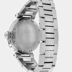 Cartier Customised White Diamond Stainless Steel Pasha 2324 Automatic Women's Wristwatch 35mm