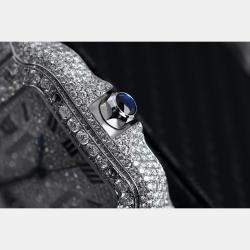 Cartier Customised Black Diamond Stainless Steel Santos de Cartier WSSA0018 Automatic Men's Wristwatch 39.50 MM