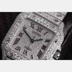 Cartier Customised Black Diamond Stainless Steel Santos de Cartier WSSA0018 Automatic Men's Wristwatch 39.50 MM