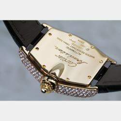 Cartier Customised Silver Diamond 18k Yellow Gold Roadster W62018Y5 Quartz Women's Wristwatch 31 mm