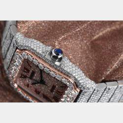 Cartier Customised Blue Diamond 18K Rose Gold Santos de Cartier WSSA0029 Automatic Men's Wristwatch 35.1 mm